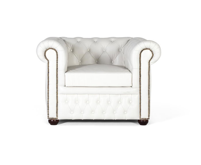 GINER Y COLOMER Sillón Chester uniplaza tapizado en piel natural acabado blanco